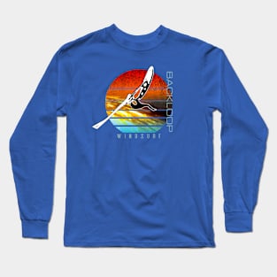 Windsurfing Jump at Sunset over Waves Long Sleeve T-Shirt